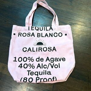 Tequilla Rosa Blano Canvas Tote Reusable Shopping Beach wine Bag Lt pink